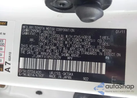 2011 Lexus Gx 460 z USA, uszkodzony, nr VIN JTJBM7FX1B5028239